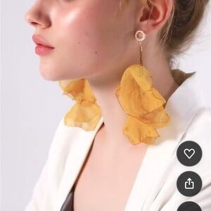 Yellow petal chiffon Drop Earrings